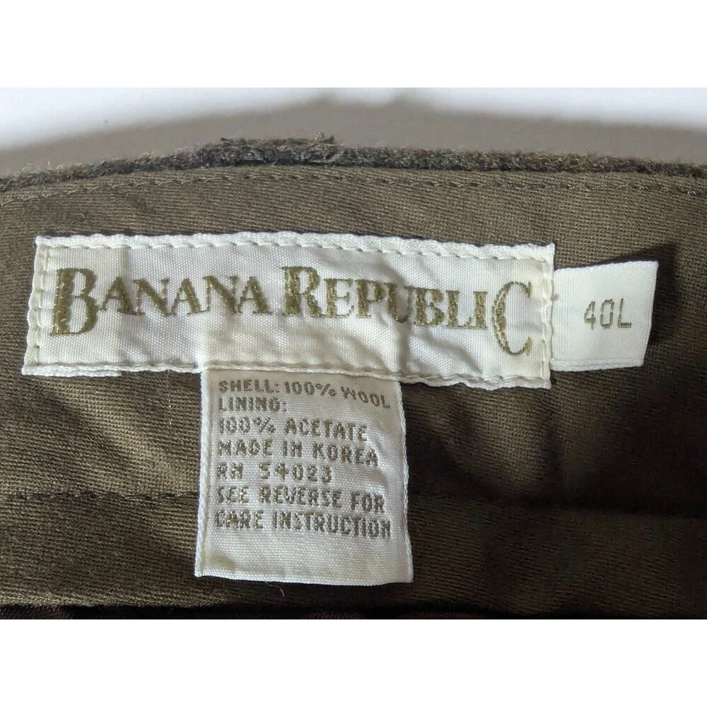 Vintage Banana Republic Men's 100% Wool Heavy Flannel Dress Pants 40 Long Cuffed